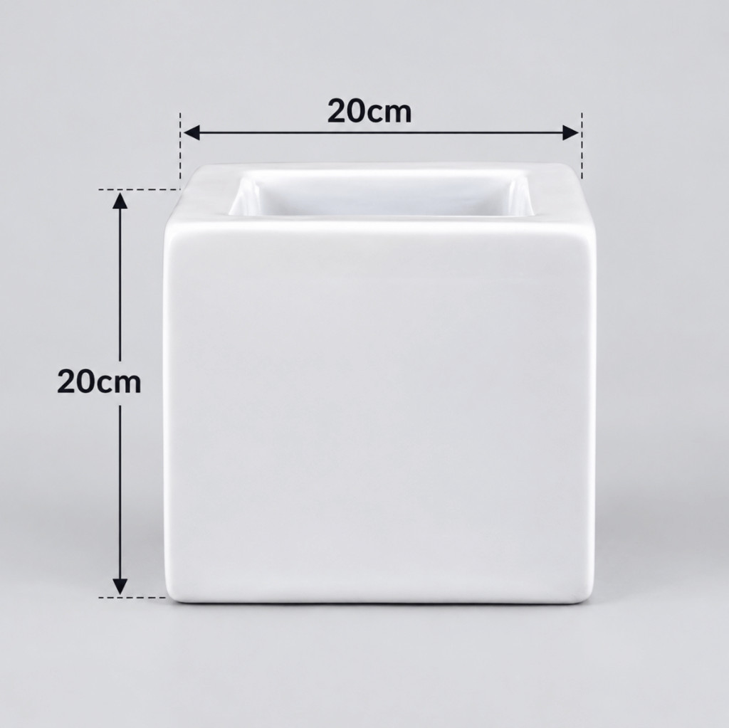 20cm Cube Fiberglass Pot 20cm in height (7.8cm)