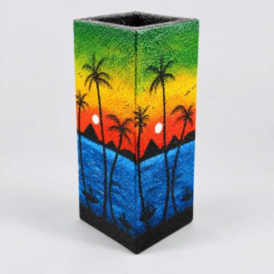 3ft Cube Fiberglass Planter (Beach Design) 90cm in height (35.4)