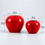 Apple Shape Fiberglass Pot 25cm and 17cm Heights
