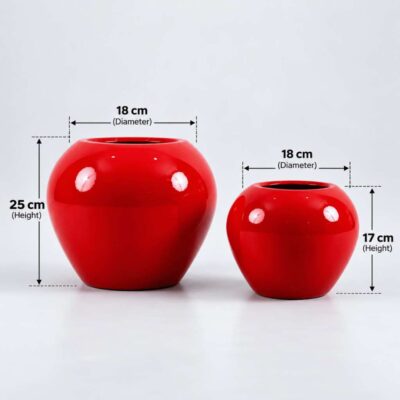 Apple Shape Fiberglass Pot 25cm and 17cm Heights