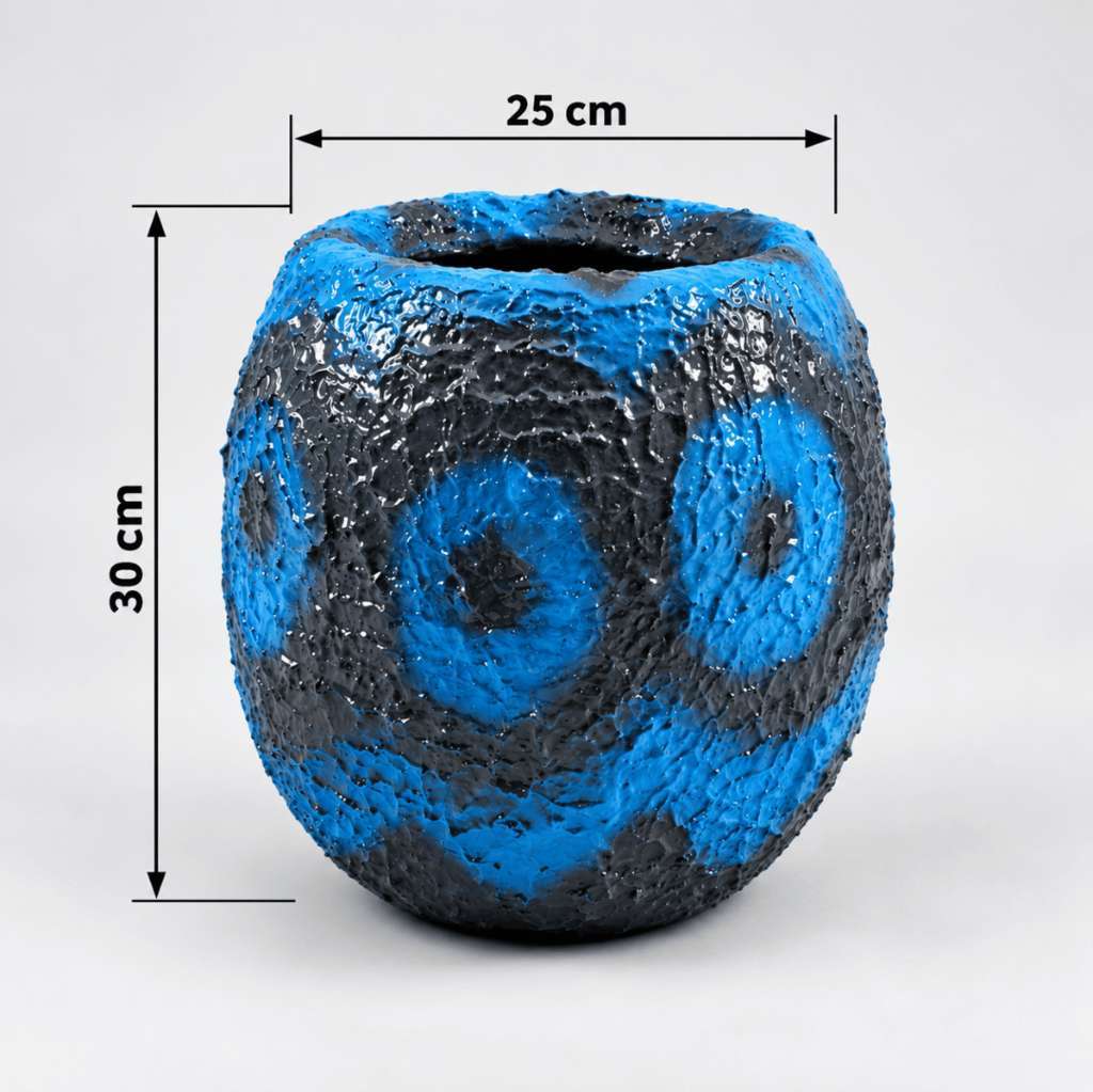 Small Coconut Fiberglass Planters Stone Design blue colour