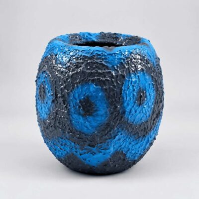 Small Coconut Fiberglass Planters Stone Design blue colour