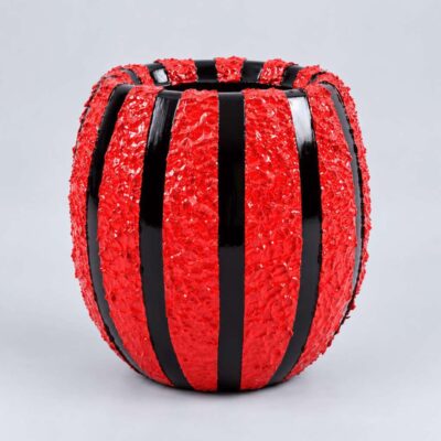 Small Coconut Fiberglass Planters red and black Stone design