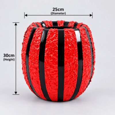 Small Coconut Fiberglass Planters red and black Stone design