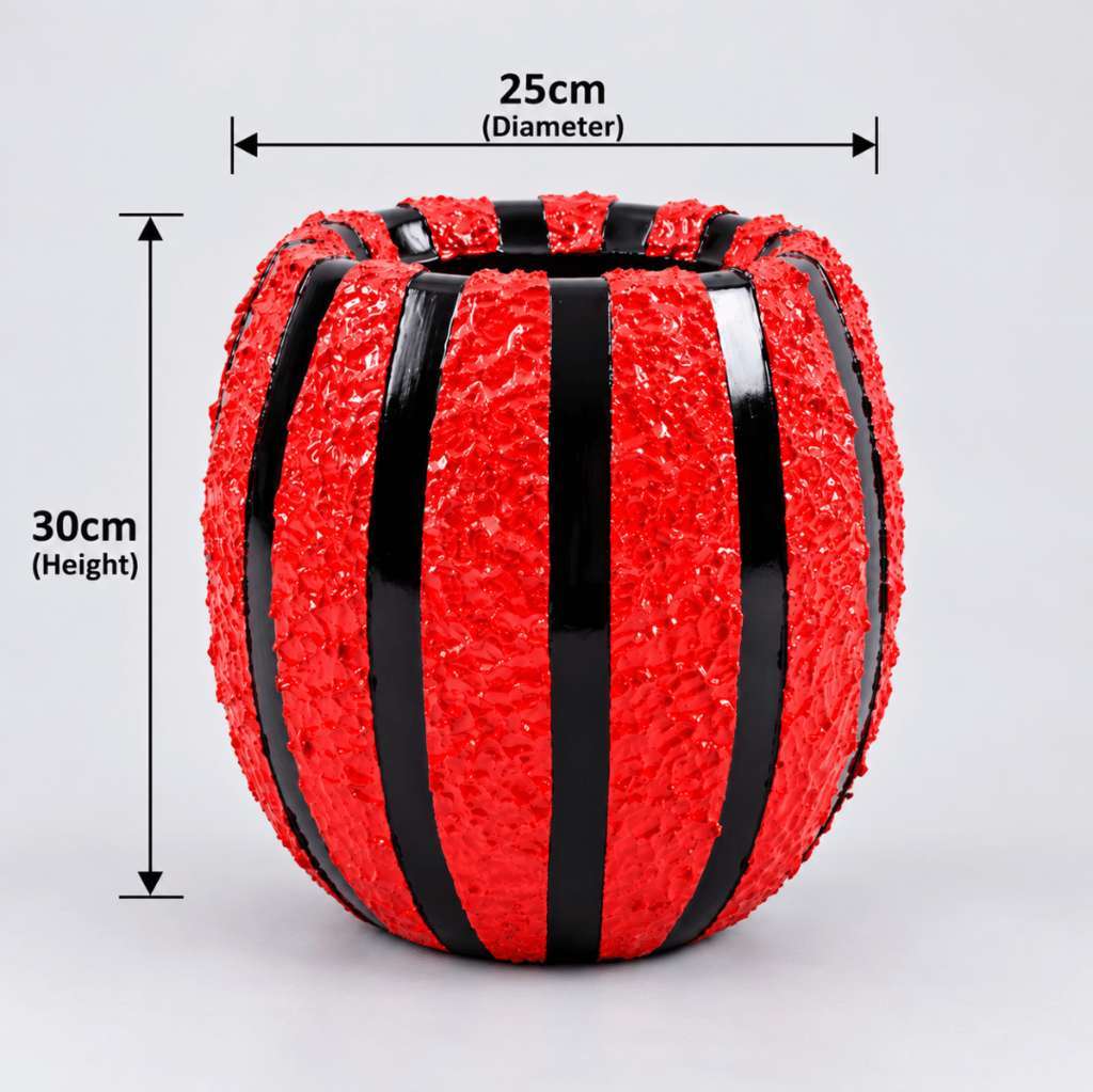 Small Coconut Fiberglass Planters red and black Stone design