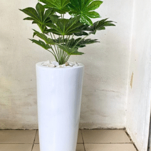 60CM Japan Fatsia in 70CM Cone Fiberglass Pot – Elegant Artificial Greenery