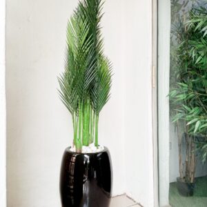 Five Stem Artificial Palm Plant Potted With a Fiberglass Pot – Height 192cm