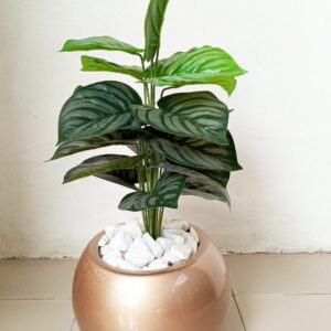 Potted Artificial Green Apple Plant With a Gold Fiberglass Pot