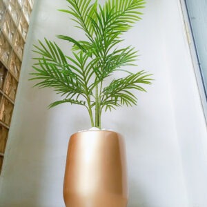 Single Palm Plant Potted With Gold Fiberglass Pot -Height 150cm