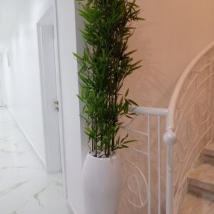 Artificial Tiny Bamboo Stick in a Stylish Fiberglass Torch Vase | 220cm