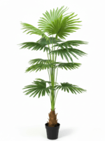 Artificial Mesh Fan Palm Plant 160cm Green – 11 Leaves with Cement Pot