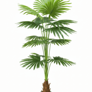 Artificial Mesh Fan Palm Plant 160cm Green – 11 Leaves with Cement Pot