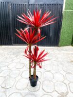 Artificial Agave Plant 140cm with Red Leaves – 3 Trunks and Potting Vase - Image 2