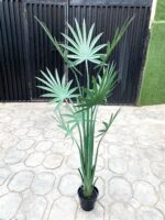 Artificial Palm Plant 160cm Green – 6 Branches, 8 Leaves with Plastic Pot - Image 2