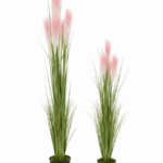 Chic Artificial Reed Plants with Pink Flowers – 90cm & 120cm Decorative Heights
