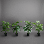 Lush Artificial Philodendron Selloum (White Green & Light Green) – 72cm Indoor Decorative Plant