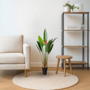 Chic Three Stems Paradise Bird Plant – 122cm Decorative Faux Plant with Single Bloom