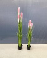 Chic Artificial Reed Plants with Pink Flowers – 90cm & 120cm Decorative Heights - Image 2