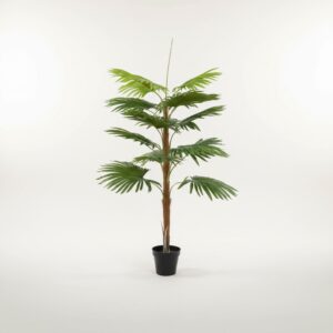 Artificial Fan Palm 130cm Green – 12 Leaves with Cement Pot, No Mesh